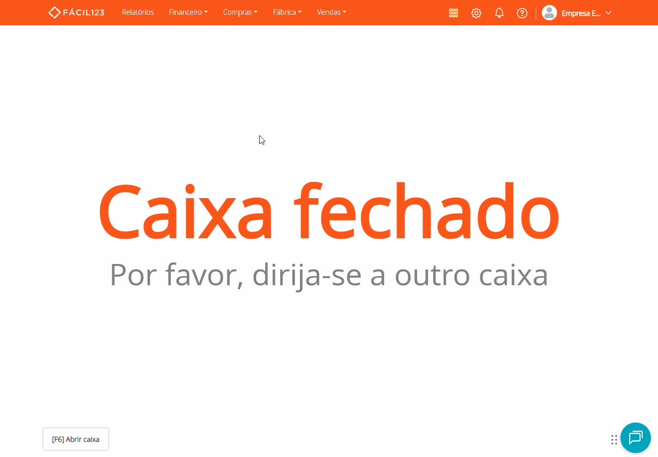 Abrindo o caixa