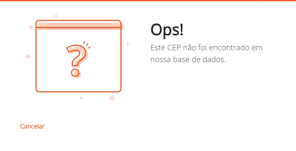 Mensagem de CEP não encontrado