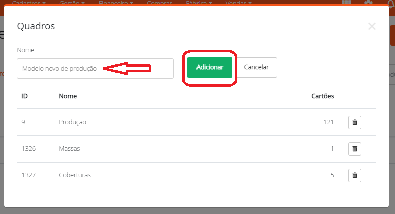 Adicionando um quadro