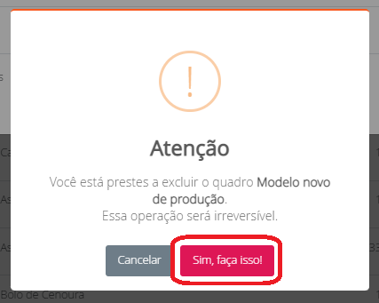 Confirmação de exclusão