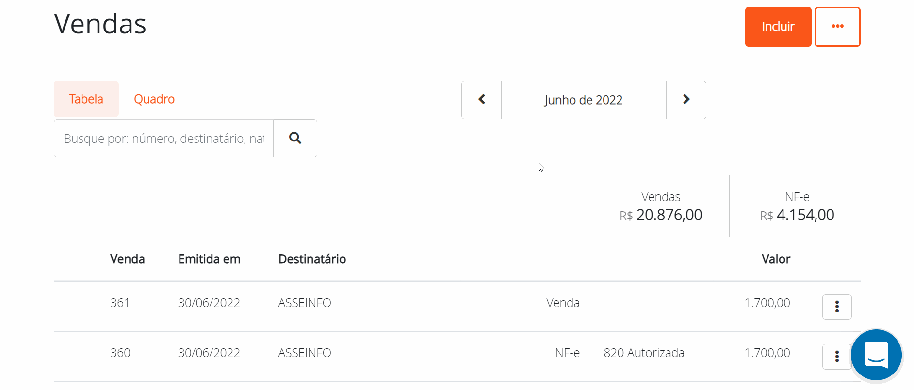 Clonando nota de retorno