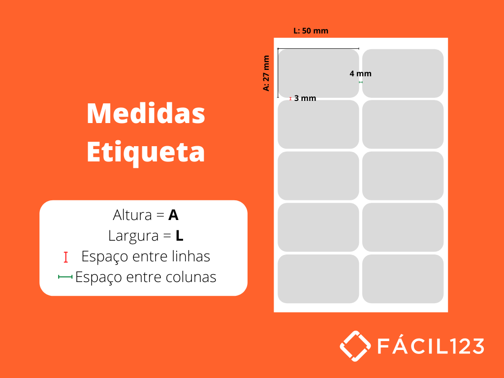 Altura e Largura da Etiqueta