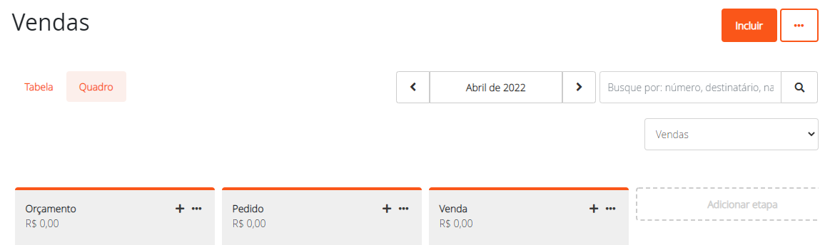 Quadro de vendas