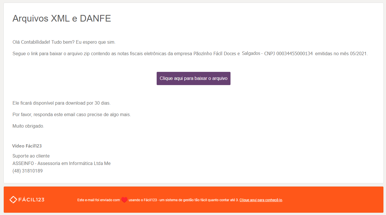 E-mail XML DANFE Contabilidade