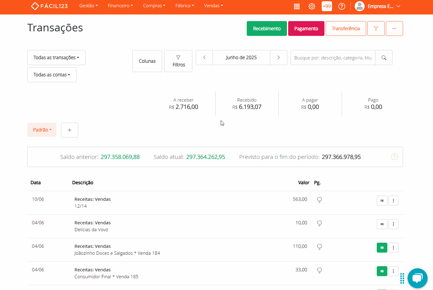 Gerar boleto no financeiro