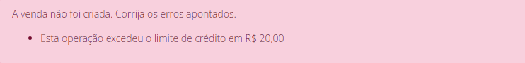Notificação de limite de crédito excedido