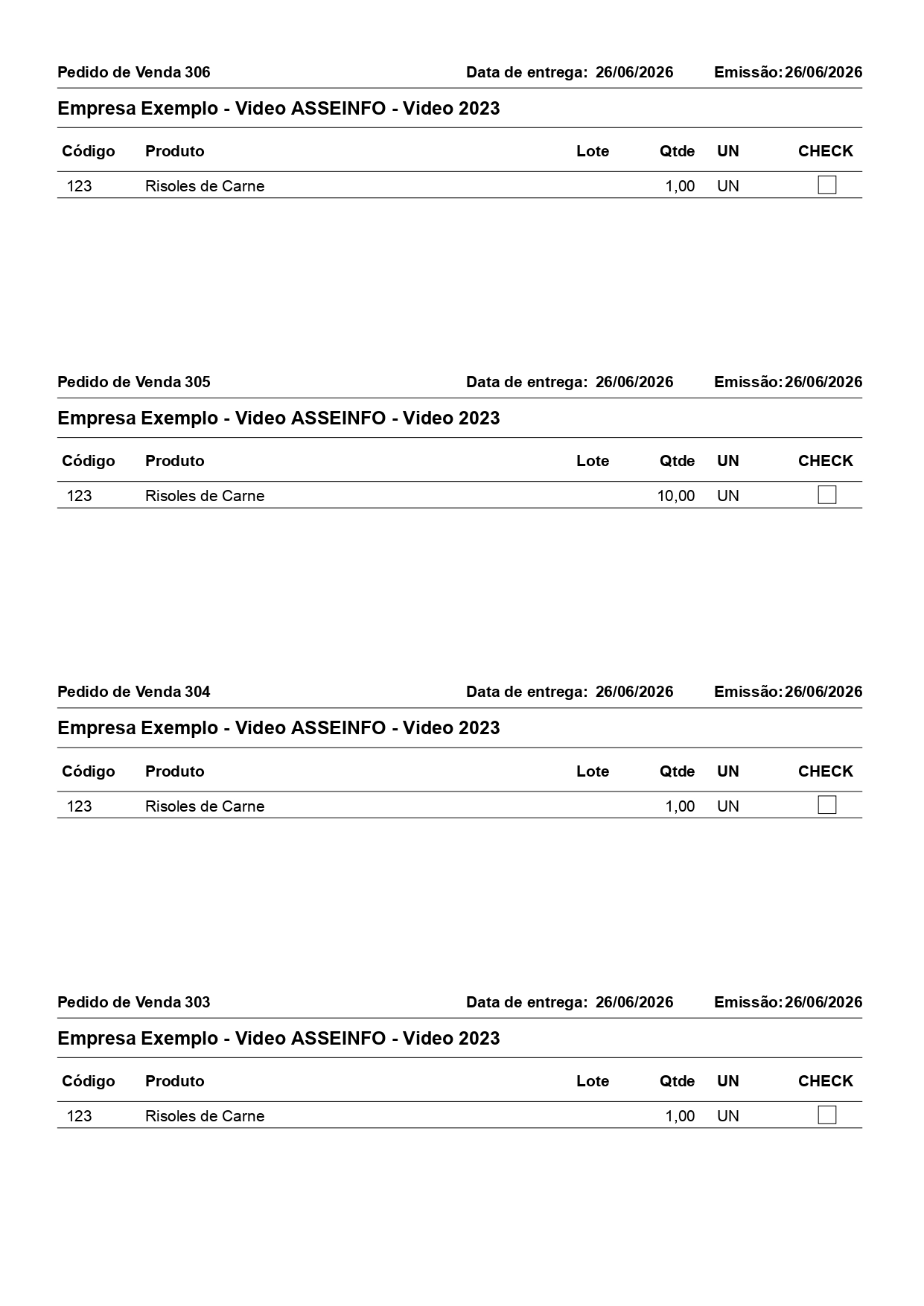 Modelo de impressão de remessa/expedição