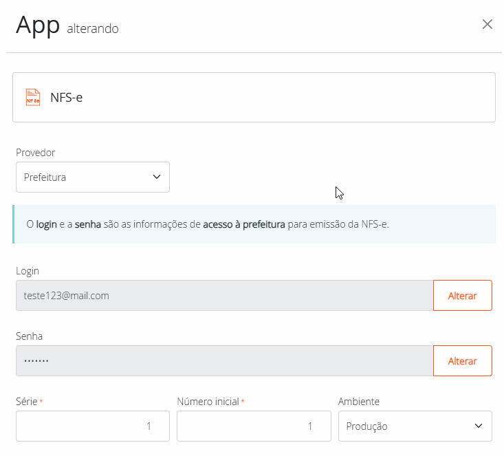 Configurando o app NFS-e