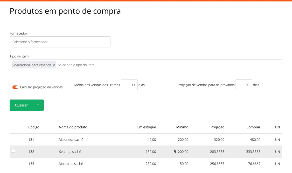 Cálculo Projeção