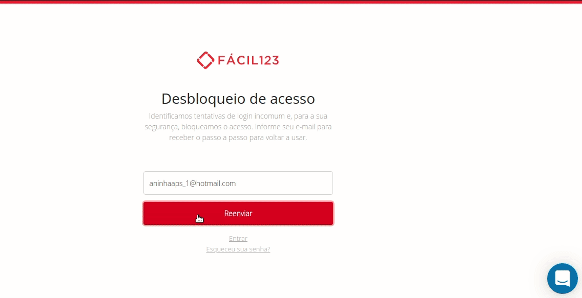 Solicitado desbloqueio com sucesso