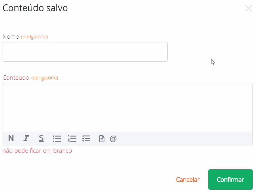 Conteúdos salvos