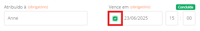Concluindo uma tarefa