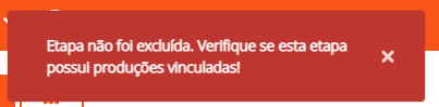Erro ao excluir etapa