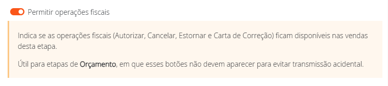 Permitir operações fiscais