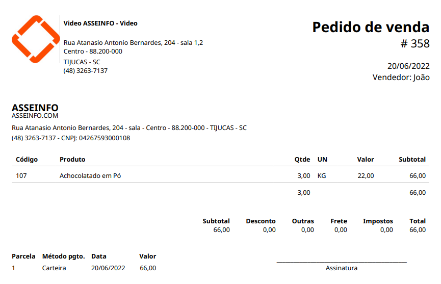 A4 com valores