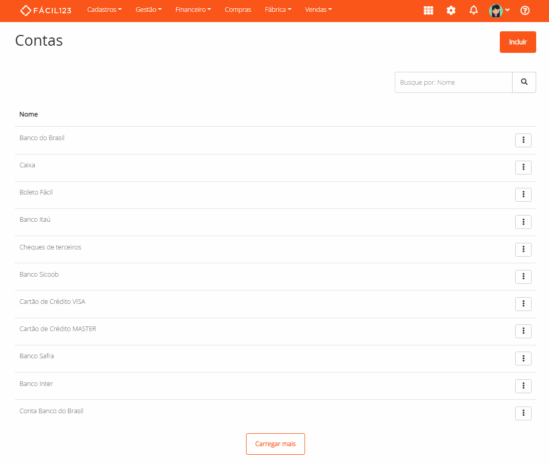Editando o cadastro de uma conta