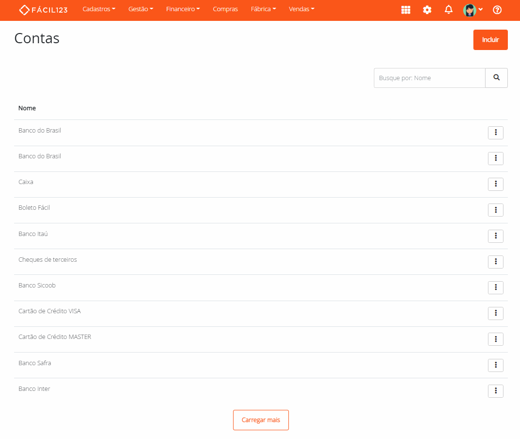 Excluindo o cadastro de uma conta