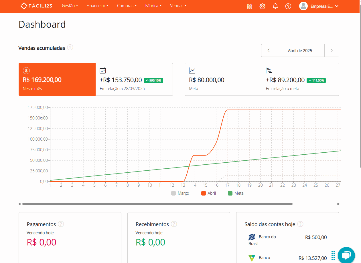 Cadastrando tabela de preços