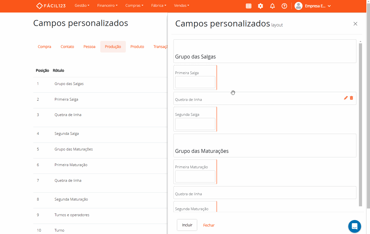 Excluindo um campo personalizado