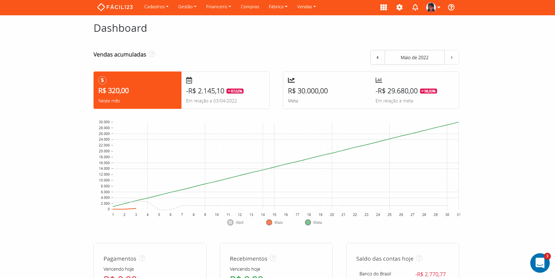 Acessando a carteira de clientes