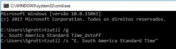 Configurando fuso horário no CMD