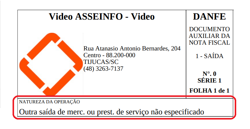Descrição impressa na NF-e