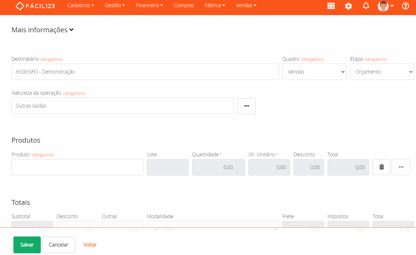 Configuração da descrição da NF-e