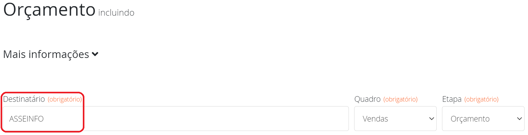 Informando o destinatário