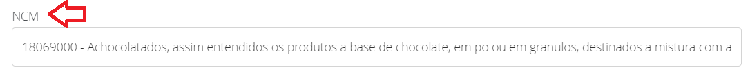 NCM do produto