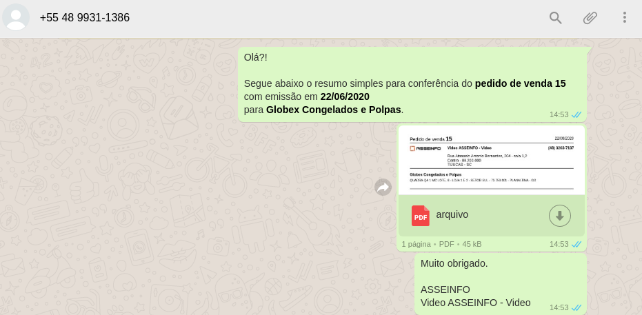 Como o cliente recebe a mensagem no WhatsApp