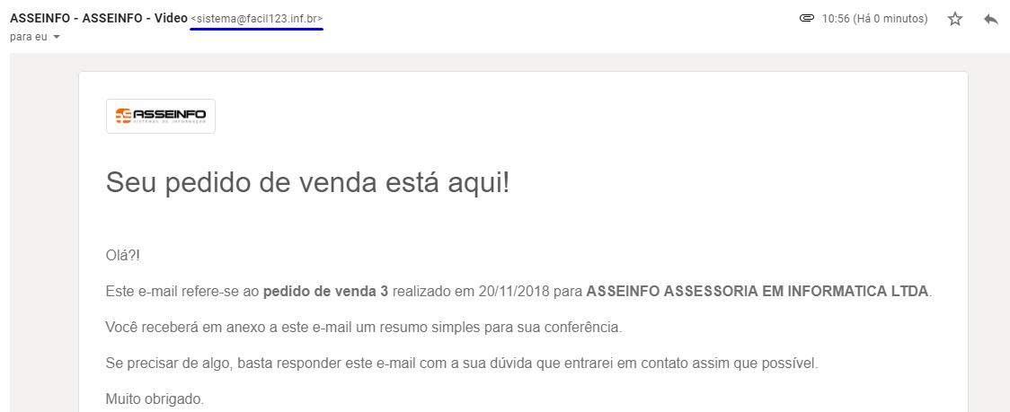 Como o cliente recebe o e-mail