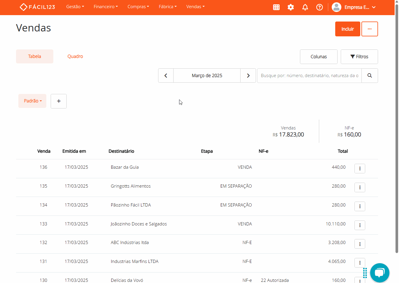Envio manual de venda por WhatsApp