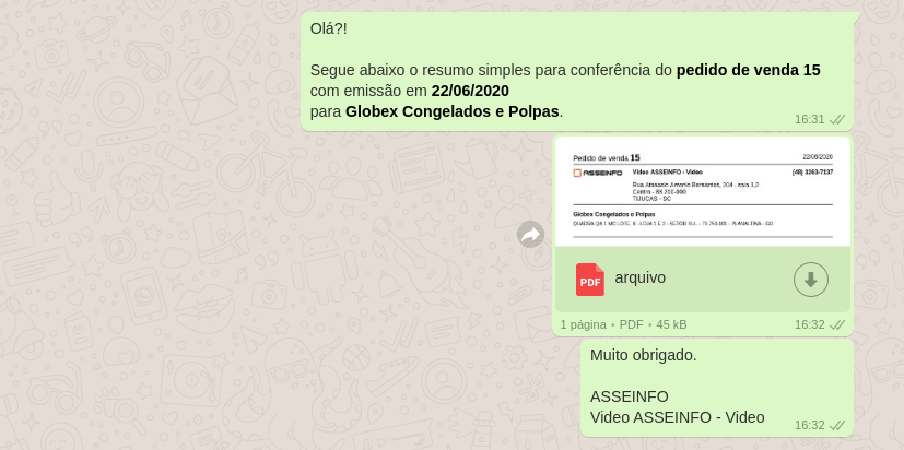 Mensagem enviada pelo Celular