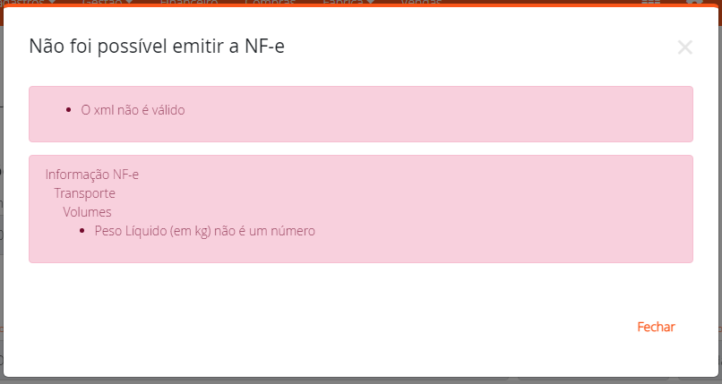 Erro Peso Líquido não é um número