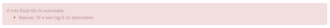Erro IE do destinatário