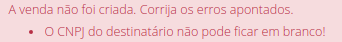 Erro ao salvar venda com boleto sem CPF