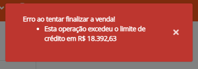 Notificação de limite de crédito excedido no varejo