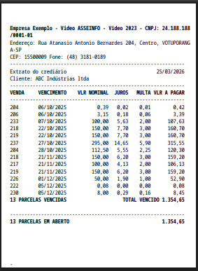 Extrato de crediário