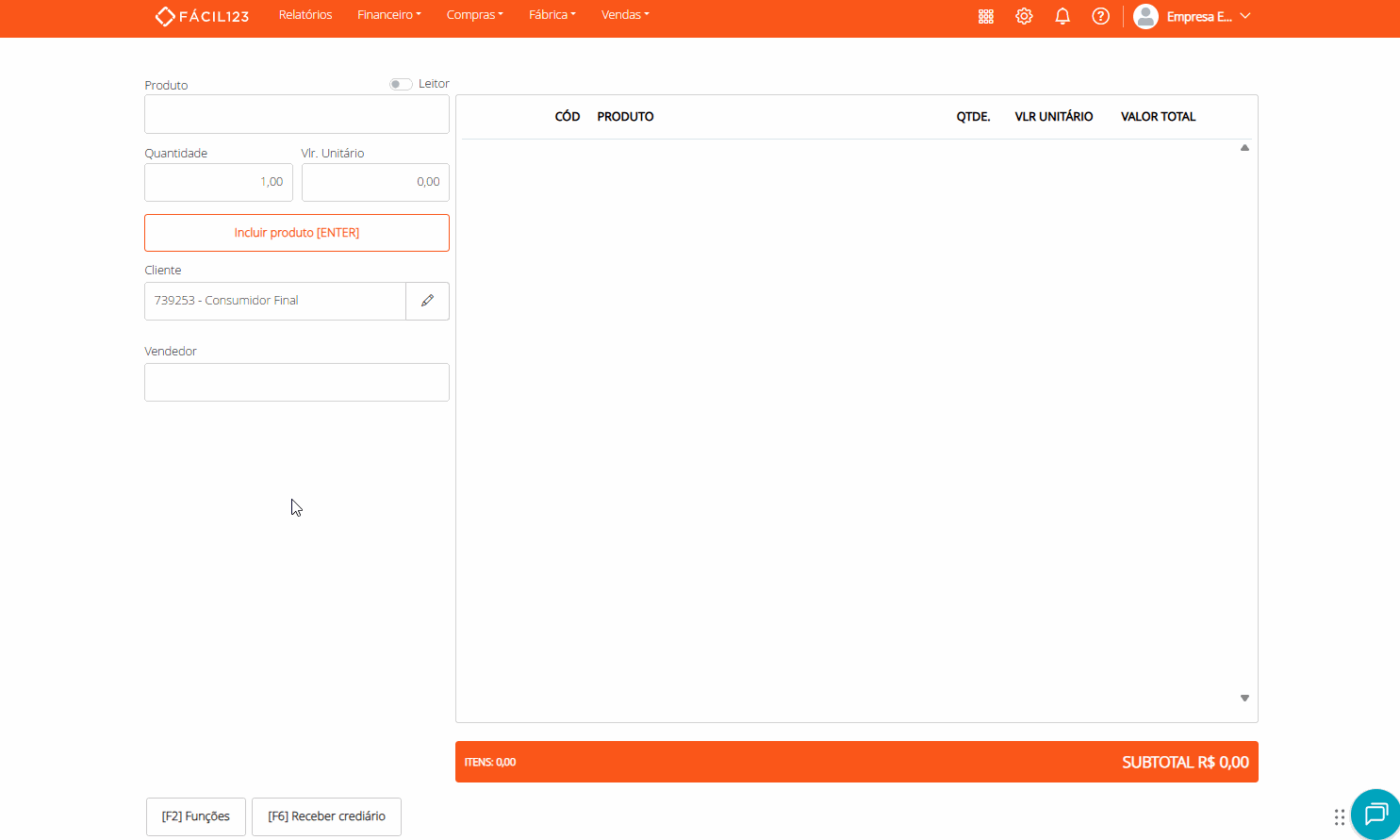 Convertendo orçamento em venda