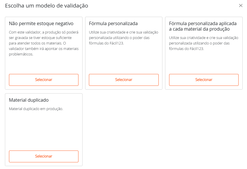 Validações personalizadas em Produção