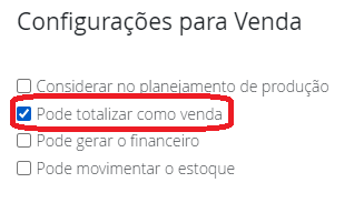 Pode totalizar como venda