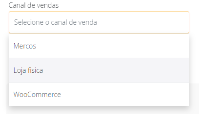Filtro por canal de venda