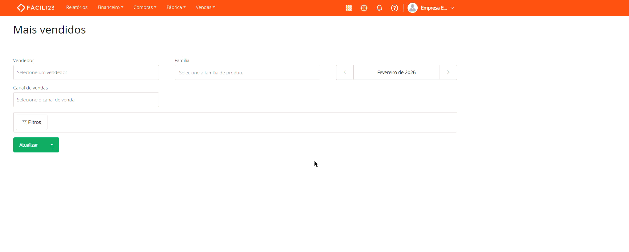 Listagem de produtos mais vendidos