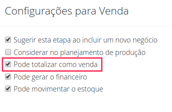 Pode totalizar como venda
