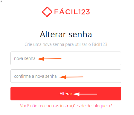 Nova senha e confirme a senha