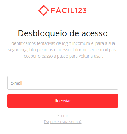Para solicitar desbloqueio de conta