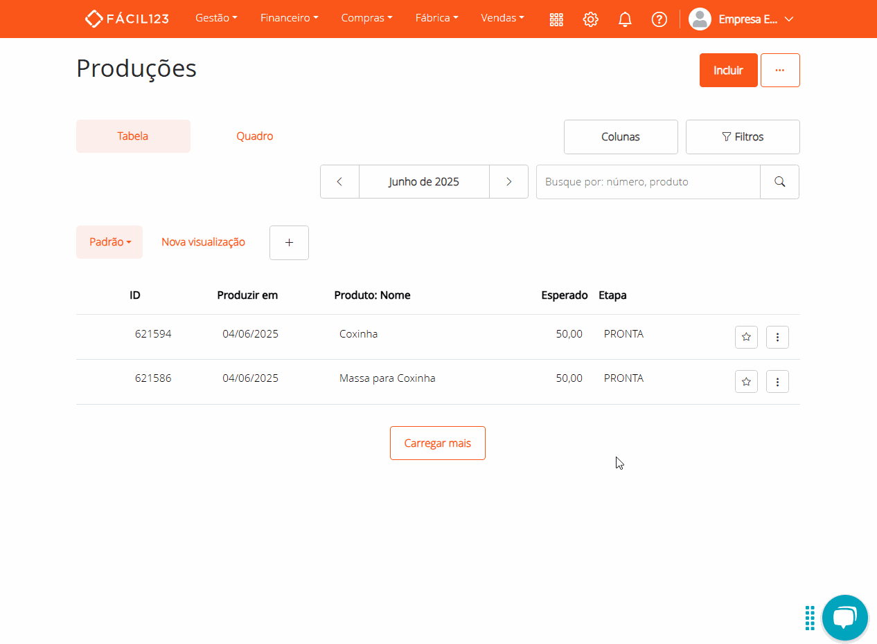 Histórico de alterações da tarefa